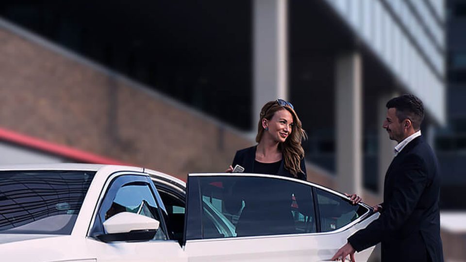Prémiový vůz City Taxi Brno s cestujícími